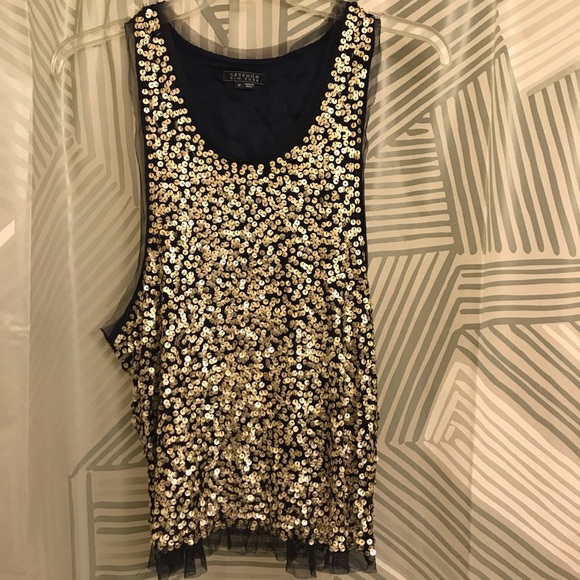 Gryphon Tops - Gryphon NY Navy & Gold/Silver Sequin Tank Top